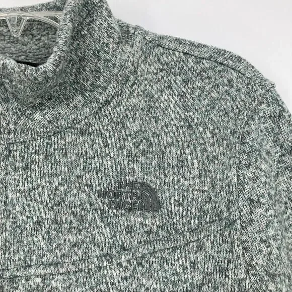 North Face Maggy Sweater Fleece Jacket Size Womens XL Heather Green Full Zip - Picture 3 of 12